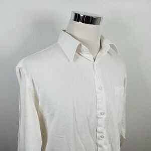 Pronto Mondo 17.5 34/35 Dress Shirt All White 100% Cotton Regular Fit